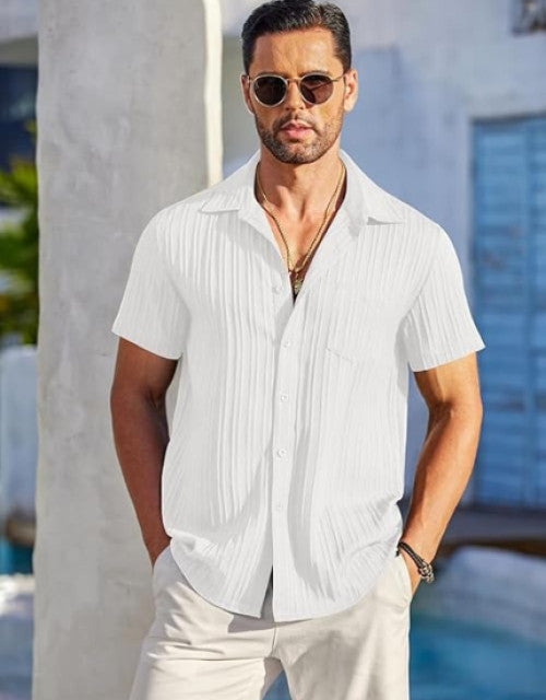 White Popcorn Half Sleeves Shirt for Men (SIZE- M,L,XL)